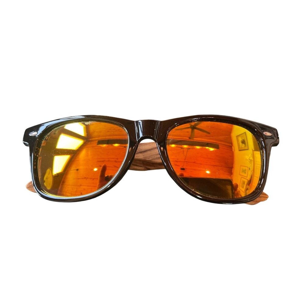 Woodies Sunglasses With Polarized Orange Lenses & Stylish Wooden Arms For A Cool